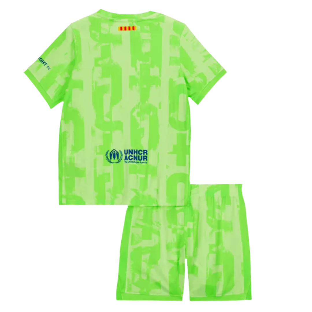 Kid's Barcelona Third Away Soccer Jersey Kit(Jersey+Shorts) 2024/25- UCL (Spotify Logo Without Text)