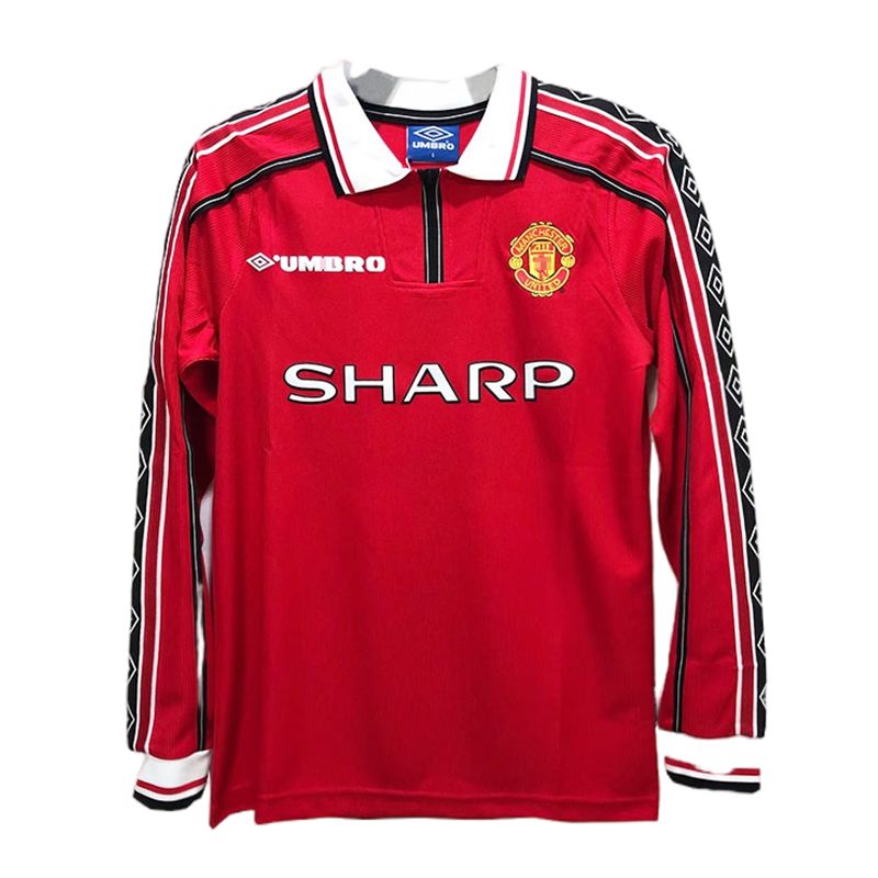 Retro 1998/99 Manchester United Home Long Sleeve Soccer Jersey