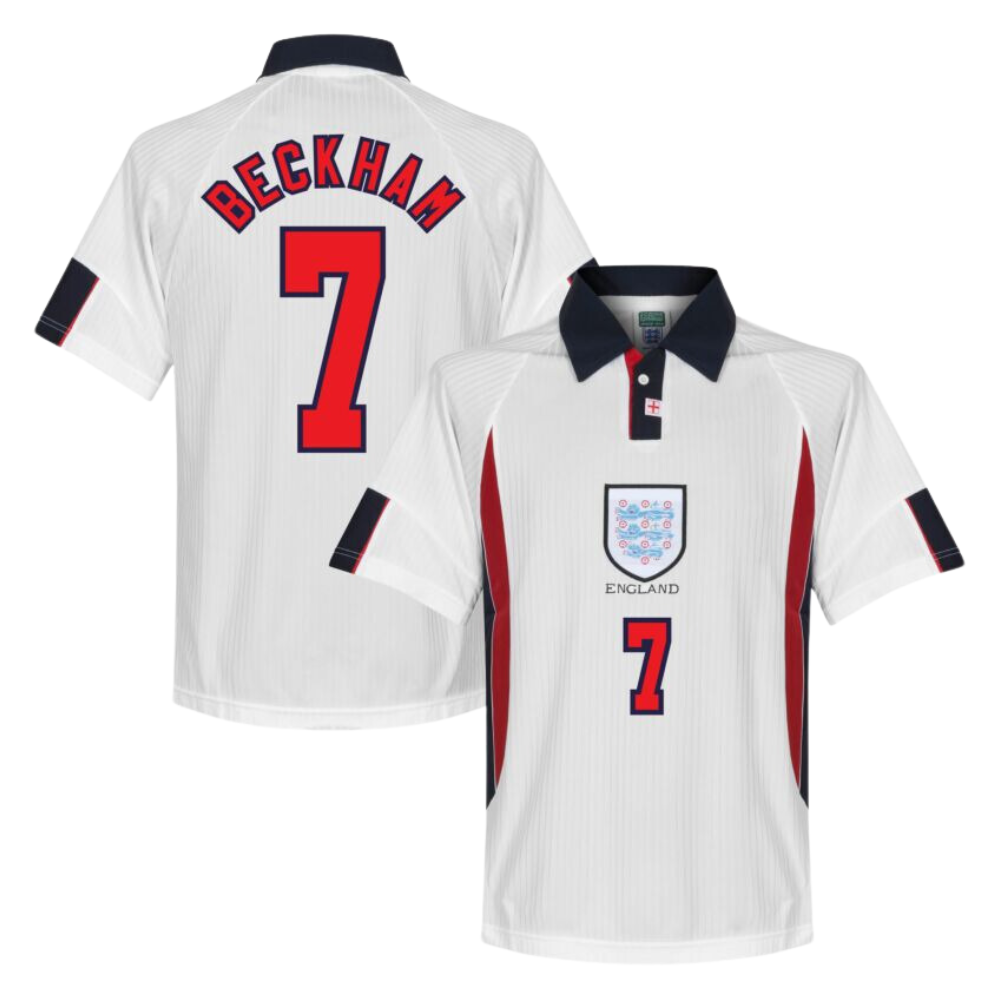 Retro BECKHAM #7 1998 England Home Jersey - Goal Digger Jerseys | High Quality Football Kits | Soccer Jerseys