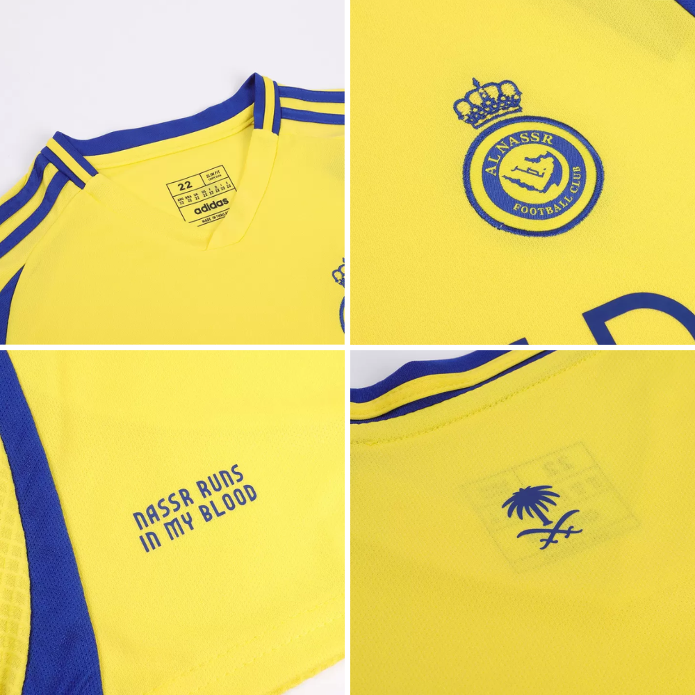 Kids RONALDO #7 Al Nassr Home Soccer Jersey Euro 2024/25 - Goal Digger Jerseys | High Quality Football Kits | Soccer Jerseys