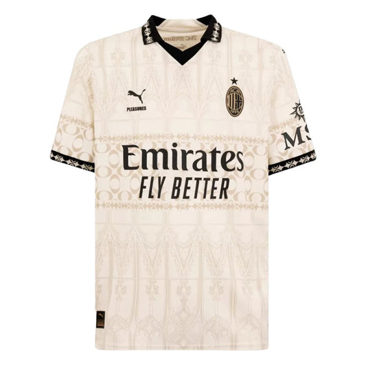 AC Milan X Pleasures Fouth Away Soccer Jersey 2023/24 Beige - Goal Digger Jerseys | Authentic Soccer Jerseys High Quality