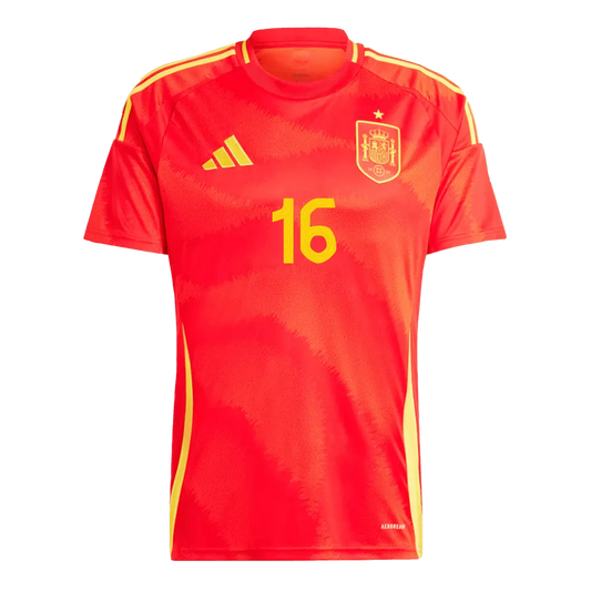 RODRIGO #16 Spain Home Soccer Jersey Euro 2024 - Goal Digger Jerseys | Authentic Soccer Jerseys High Quality