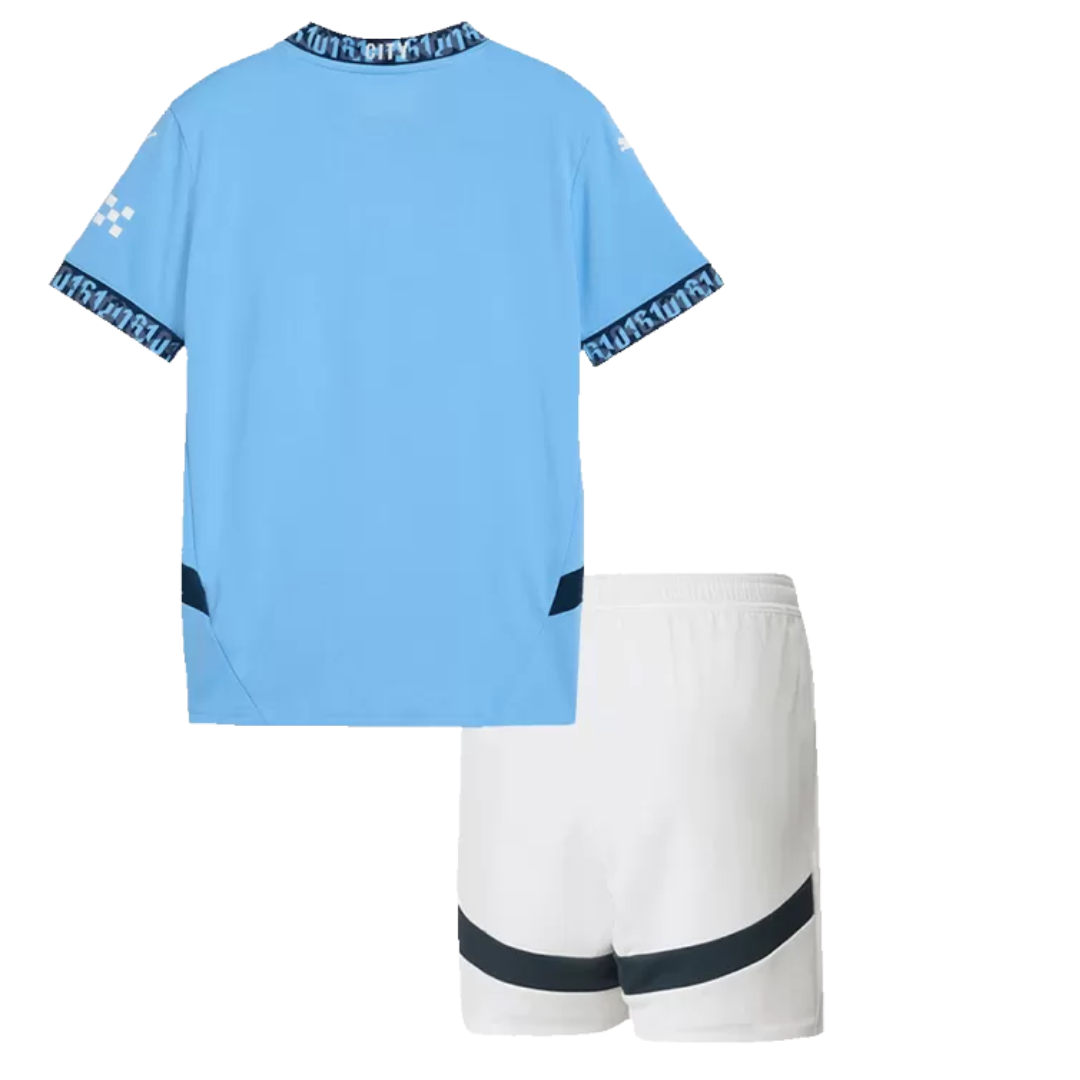 Kid's Manchester City Home Soccer Jersey Kit(Jersey+Shorts) 2024/25