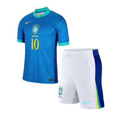 Kids NEYMAR #10 Brazil Away Soccer Jersey Euro 2024