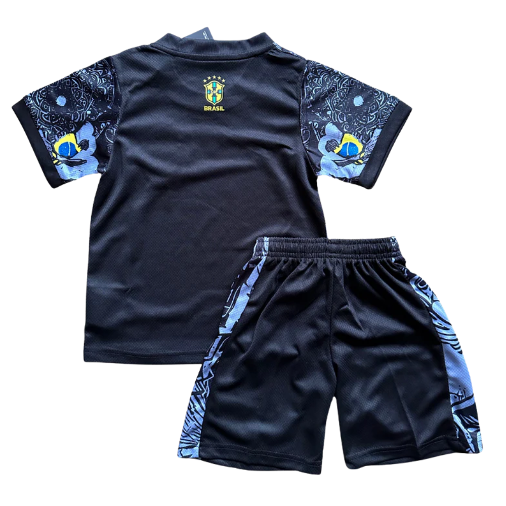 Kids Brazil Black 'Christ The Redeemer' Special Soccer Jersey Euro 2024/25