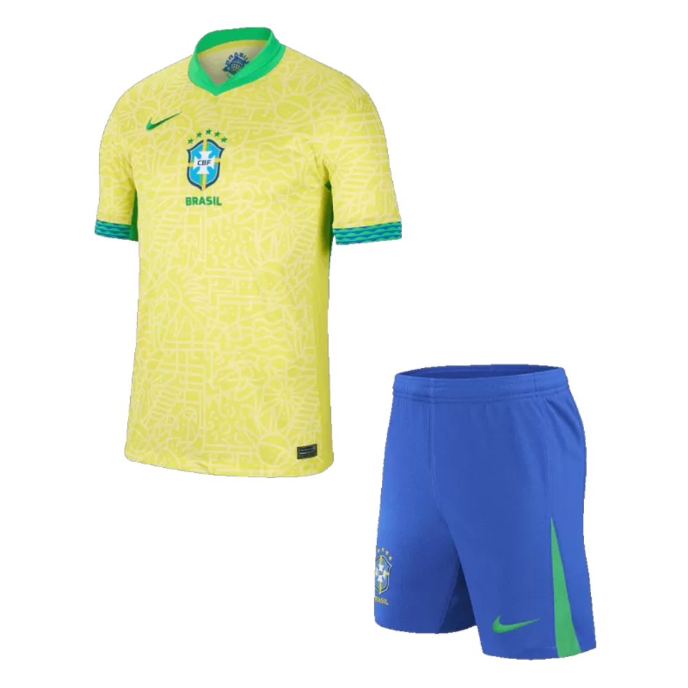 Kids Brazil Home Soccer Jersey Euro 2024