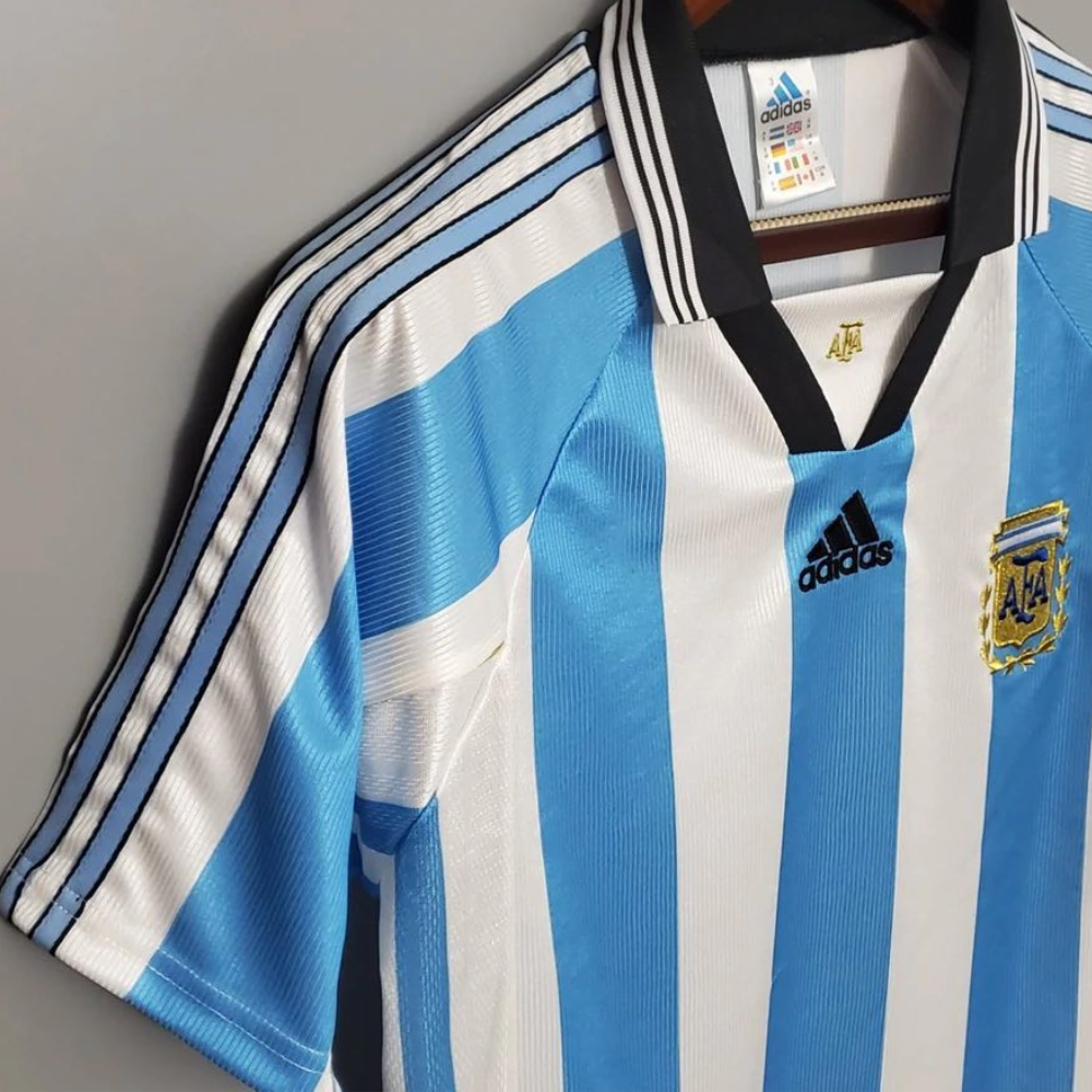 Retro 1998 Argentina World Cup Home Soccer Jersey (Size L) -Ready To Ship - Goal Digger Jerseys | High Quality Football Kits | Soccer Jerseys