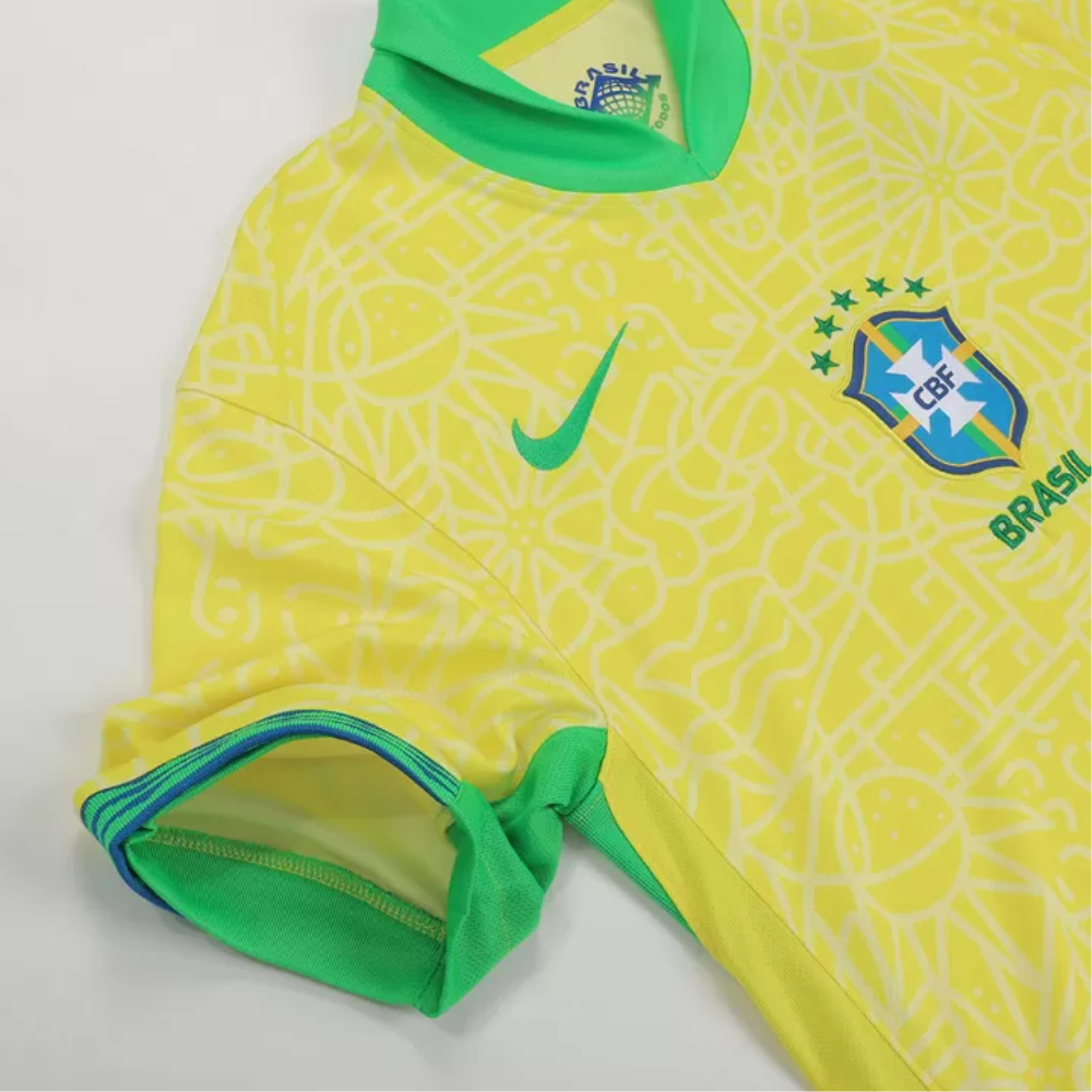 Kids Brazil Home Soccer Jersey Euro 2024