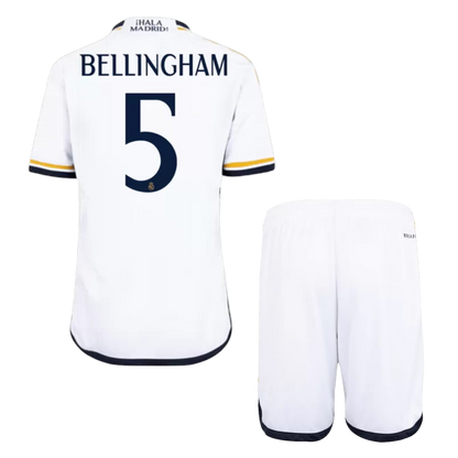 Kids BELLINGHAM #5 Real Madrid Home Soccer Jersey Kit 2023/24