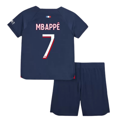 Kids MBAPPÉ #7 PSG Home Soccer Jersey Kit 2023/24