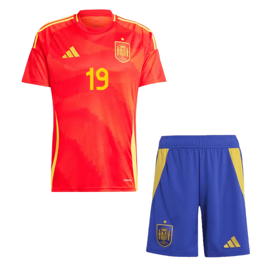 Kids LAMINE YAMAL #19 Spain Home Soccer Jersey Kit 2024