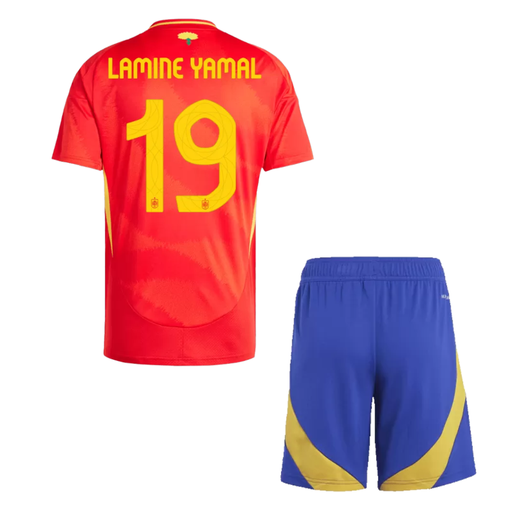 Kids LAMINE YAMAL #19 Spain Home Soccer Jersey Kit 2024