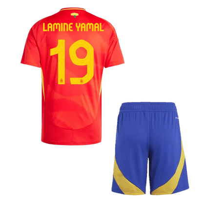 Kids LAMINE YAMAL #19 Spain Home Soccer Jersey Kit 2024