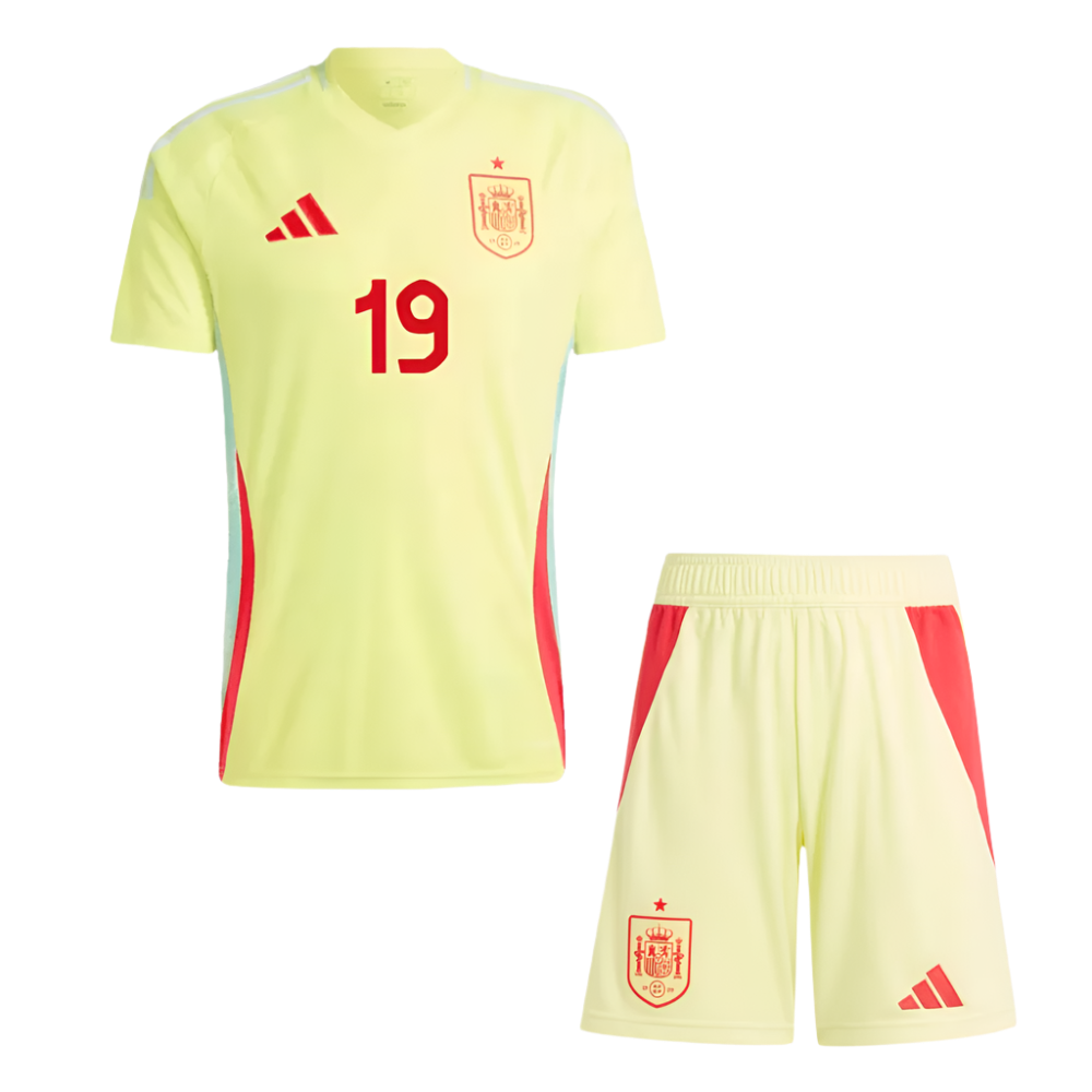 Kids LAMINE YAMAL #19 Spain Away Soccer Jersey Kit 2024