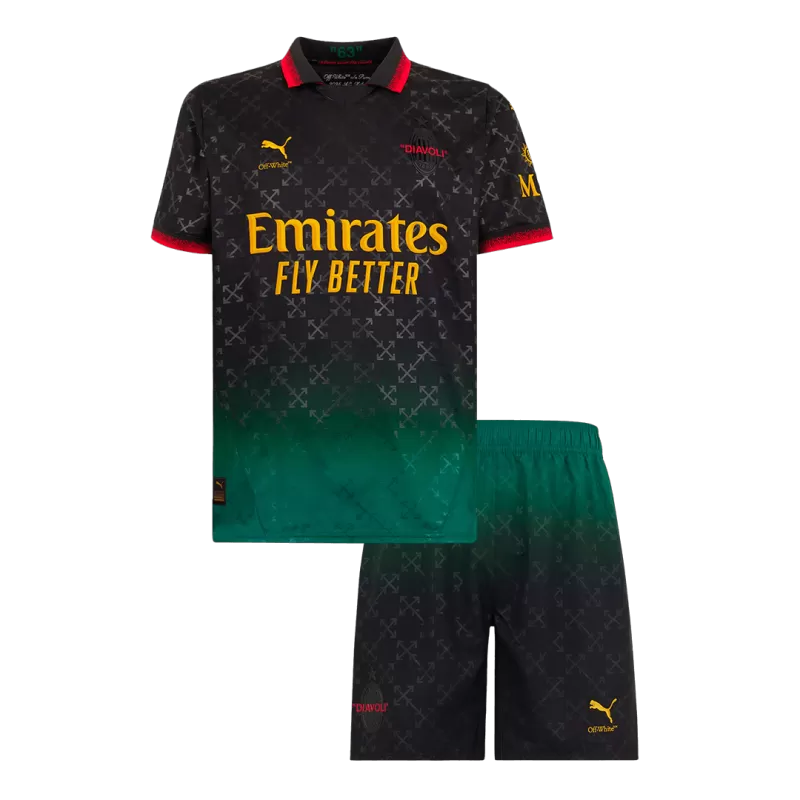 Kid's AC Milan Fourth Away Soccer Jersey Kit(Jersey+Shorts) 2024/25