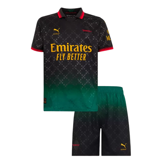 Kid's AC Milan Fourth Away Soccer Jersey Kit(Jersey+Shorts) 2024/25