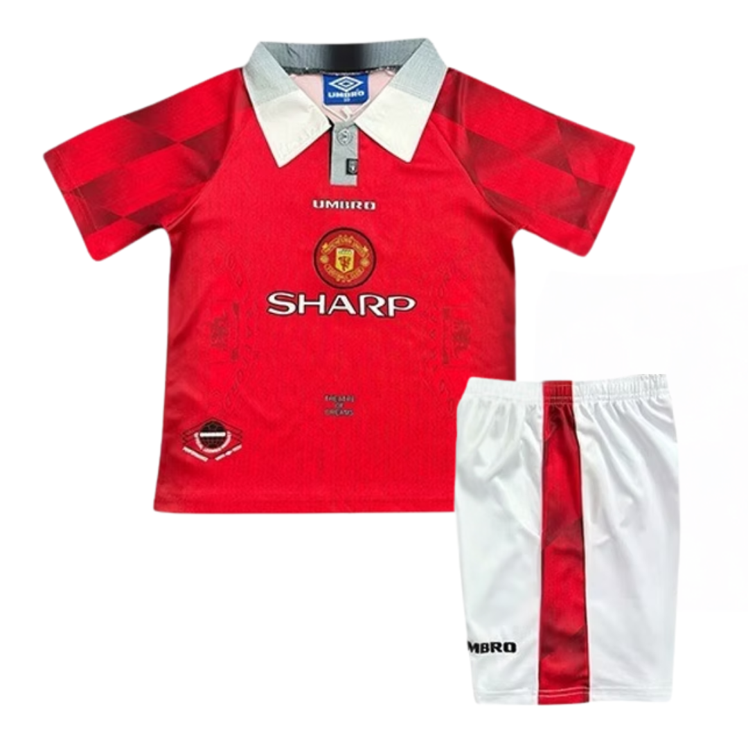Kids Retro Manchester United Home Soccer Jersey 1996/97