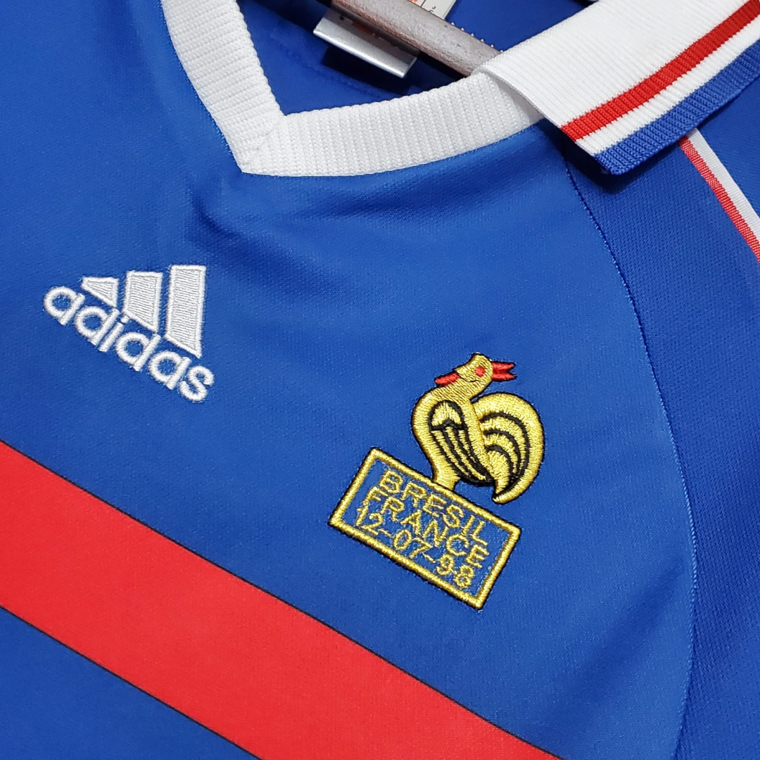 Kids Retro France Home Soccer Jersey 1998