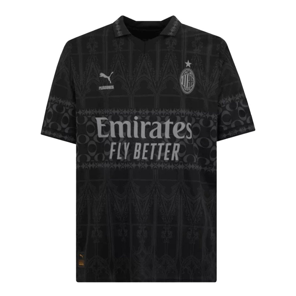 AC Milan X Pleasures Fourth Away Soccer Jersey 2023/24 Black - Goal Digger Jerseys | Authentic Soccer Jerseys High Quality