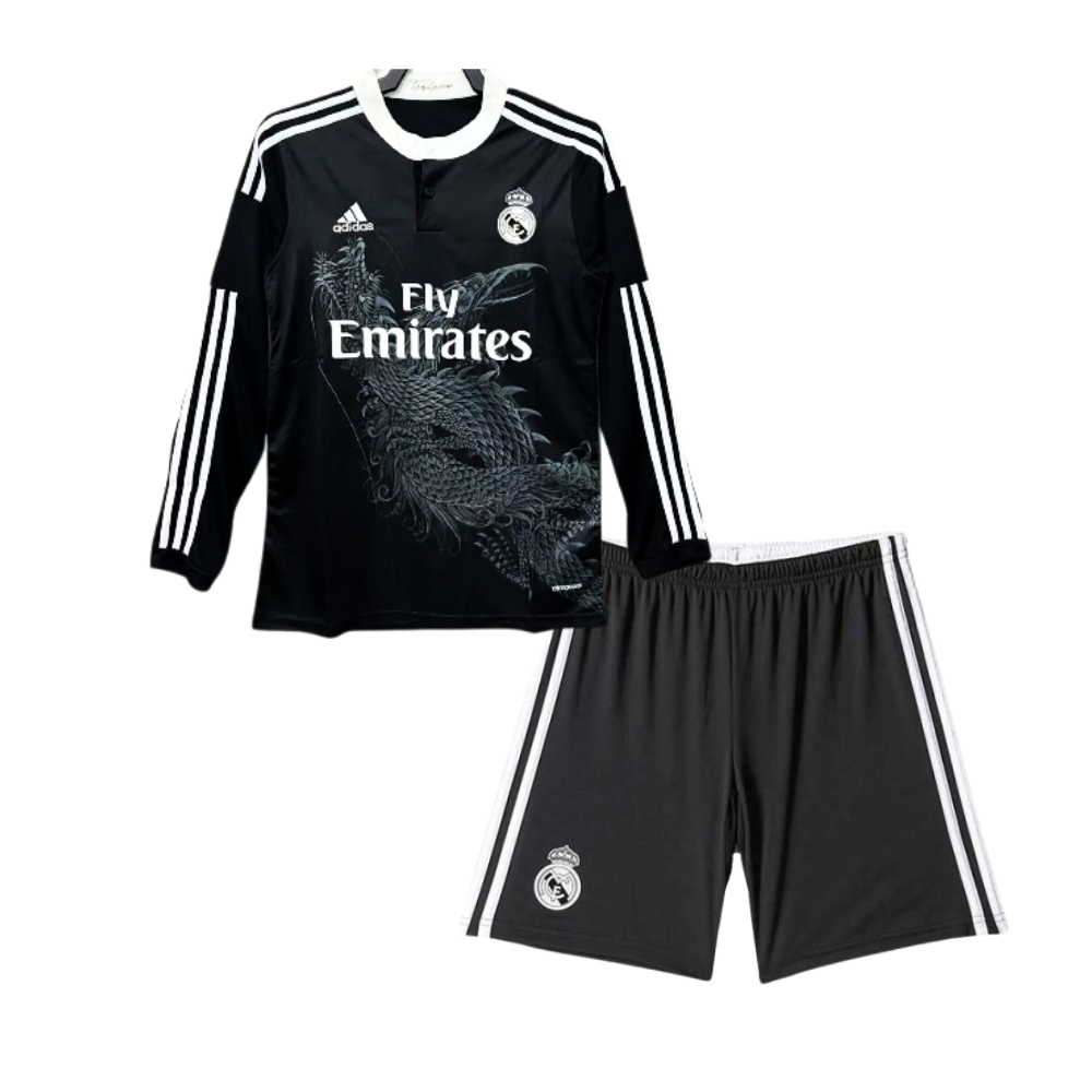 Kids Real Madrid 2014/15 Black Dragon Longsleeve Kit