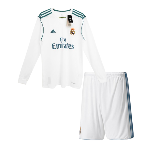 Kids Real Madrid Home 2017/2018 Longsleeve Kit