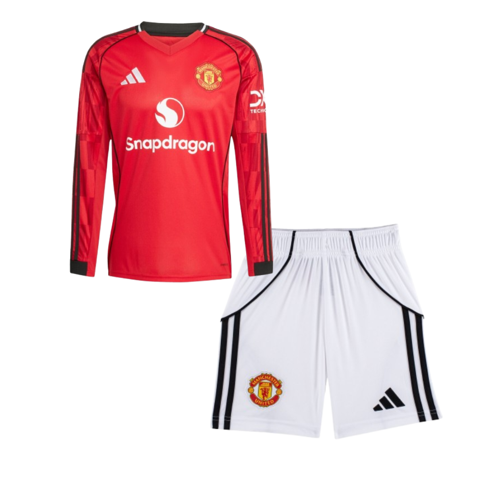 Kids Manchester United Home 2025/26 Longsleeve Kit