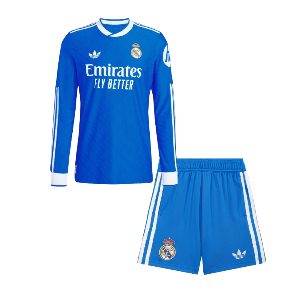 Kids Real Madrid 2025/26 Second Away Longsleeve Kit