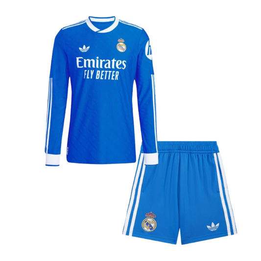 Kids Real Madrid 2025/26 Second Away Longsleeve Kit