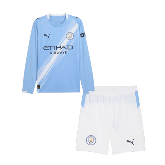 Kids Manchester City 25/26 Home Longsleeve Kit