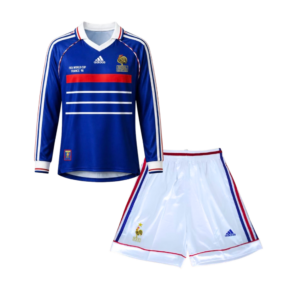 Kids Retro France Home Soccer Jersey 1998 Longsleeve Kit