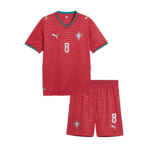 Kid's B. FERNANDES #8 Portugal Home Soccer Jersey Kit(Jersey+Shorts) 2026