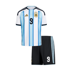 Kid's J. ALVAREZ #9 Argentina Home Soccer Jersey Kit(Jersey+Shorts) 2026